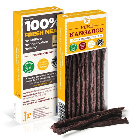 Front image of JR Pure Kangaroo Sticks 50g - Pets Villa.