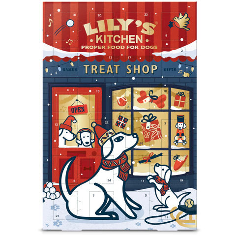 Front image of LILY'S KITCHEN Treat Shop Advent Calendar for Dogs - Pets Villa. 