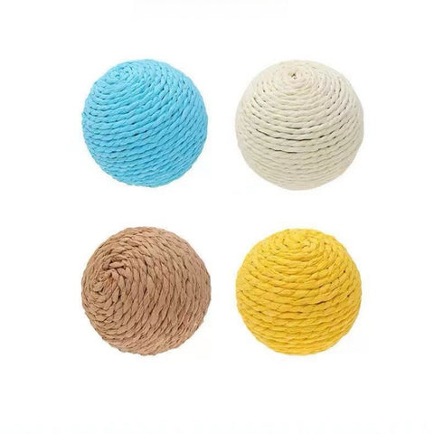 Image of the 4 assorted colours of Large Sisal Cat Ball Assorted - Pets Villa.