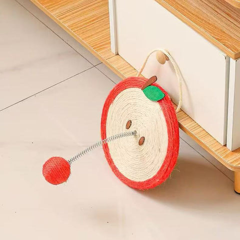 Image of the apple variant of MARTINA Fruit Sisal Cat Scratching Plate and Ball - Pets Villa. 