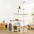 Front image of MARTINA Windmill Solid Wood Cat Tree - Pets Villa. 