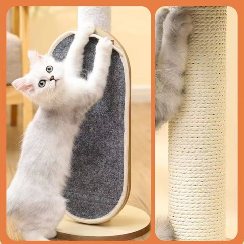 Scratcher close up of MARTINA Windmill Solid Wood Cat Tree - Pets Villa. 