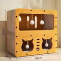 Front image of Multi-Functional Corrugated Cat Scratcher and Playhouse  - Pets Villa. 