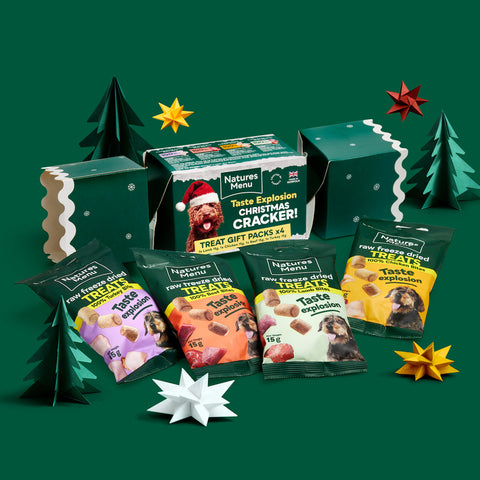 Front image of NATURES MENU Christmas Cracker Freeze Dried Treats - Pets Villa. 