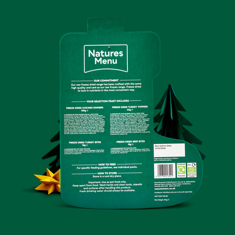 Back image of NATURES MENU Merry Christmas Freeze Dried Selection Feast - Pets Villa. 
