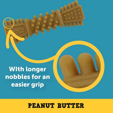 Shape image of NOBBLYS Peanut Butter Dental Dog Chew Tough Brush 1pc - Pets Villa. 