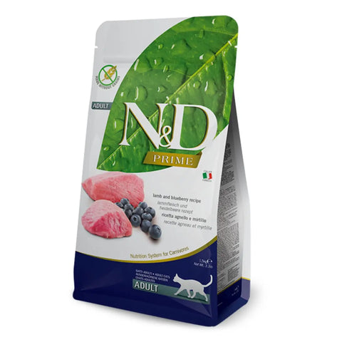 Front image of N&D Farmina Cat Prime Lamb and Blueberry Recipe - Pets Villa.