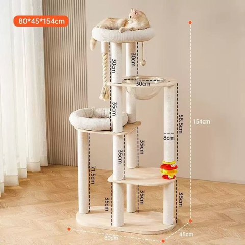 Size image of Natural Classic Cat Climbing Frame with Ball Track 154cm - Pets Villa. 