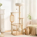Front image of Natural Classic Cat Climbing Frame with Scratcher Board 139cm - Pets Villa. 