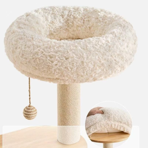 Bed close up image of Natural Classic Cat Climbing Frame with Scratcher Board 139cm - Pets Villa. 