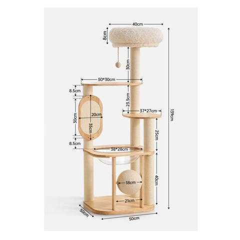 Size image of Natural Classic Cat Climbing Frame with Scratcher Board 139cm - Pets Villa. 