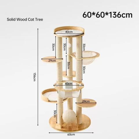 Size image of Natural Classic Cat Climbing Frame with Sisal Ball 136cm - Pets Villa. 