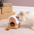 Image of a dog with PET BRANDS Christmasn Gingerbread House Hide and Seek Toy - Pets Villa. 