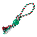 Front image of PET BRANDS Festive Collection Christmas Ball Rope and Tug Toy - Pets Villa. 