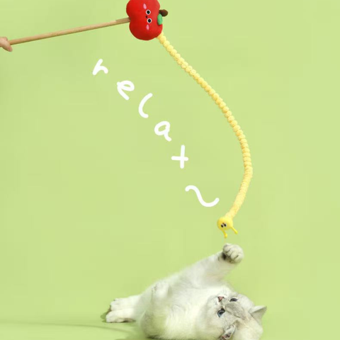 Product image of PURLAB Apple and Worm Cat Teaser - Pets Villa. 