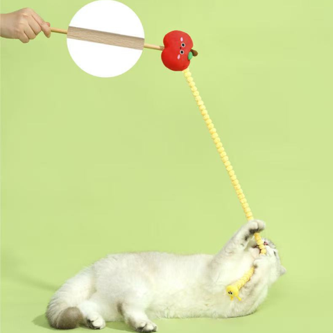 Product image of PURLAB Apple and Worm Cat Teaser - Pets Villa. 