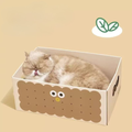 Image of a cat sleeping in PURLAB Cookies Cat Scratching Box - Pets Villa.