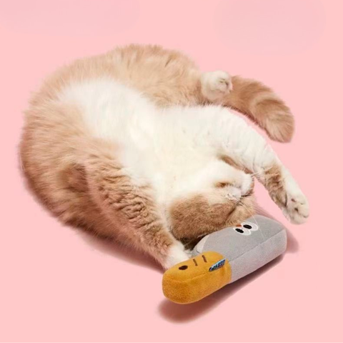 Image of a cat playing with PURLAB Funny Soft Knife Catnip Toy - Pets Villa.