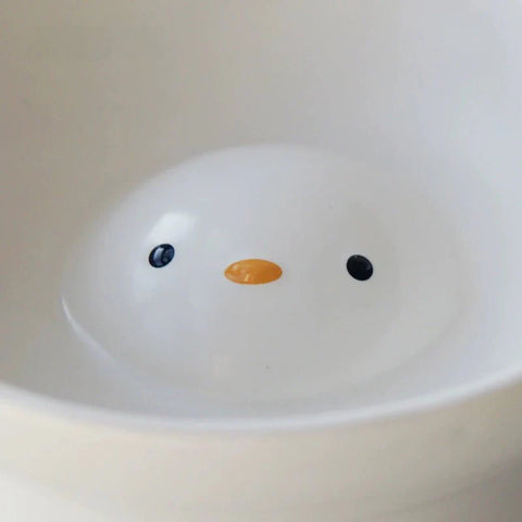 Close up of the design of PURROOM Little Chick Elevated Ceramic Pet Bowl - Pets Villa. 