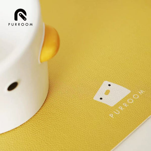 Close up image of PURROOM Little Chick Yellow Pet Meal Mat - Pets Villa. 