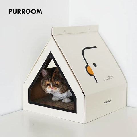 Front image of PURROOM Tent Box Cat Scratcher - Pets Villa. 