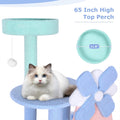 Image of perch of Pastel Flower Windmill Cat Tree Tower with Hammock and Hideaway - Pets Villa. 
