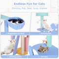 Image describing components of Pastel Flower Windmill Cat Tree Tower with Hammock and Hideaway - Pets Villa.