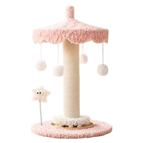 Product image of Pink Star Carousel Cat Scratching Post - Pets Villa. 