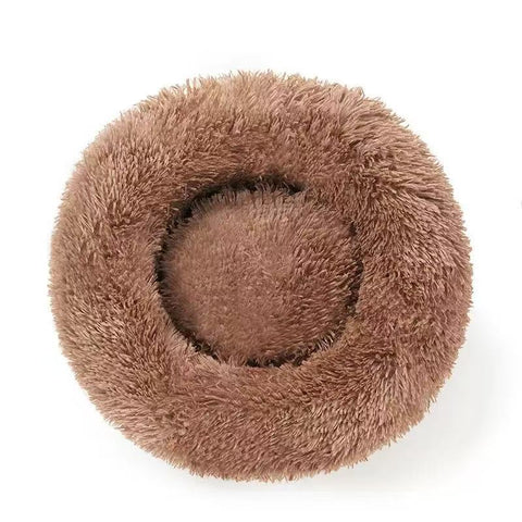 Brown variant image of Plush Doughnut Pet Bed - Pets Villa. 