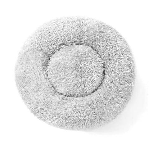 Grey variant image of Plush Doughnut Pet Bed - Pets Villa. 