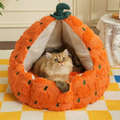 Front image of Pumpkin Shaped Cat Nest  - Pets Villa. 