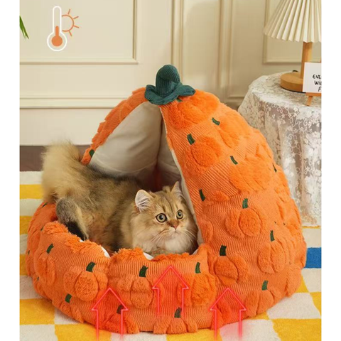 Product image of Pumpkin Shaped Cat Nest - Pets Villa.