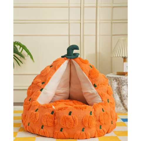 Standalone image of Pumpkin Shaped Cat Nest  - Pets Villa. 