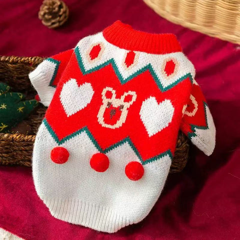 Front image of Red Bear Christmas Pet Sweater - Pets Villa. 