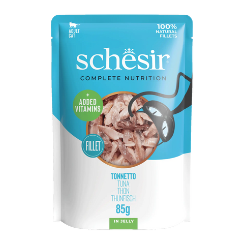 Front image of SCHESIR Complete Nutrition Tuna Fillet in Jelly  - Pets Villa. 
