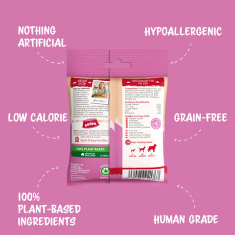 Back image of SOOPA Strawberry Coco-Cream Cupcake Healthy Bites 50g - Pets Villa.