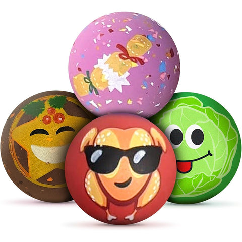 Front image of SPORTSPET Christmas Dinner Tough Bounce Ball 65mm Assorted - Pets Villa. 