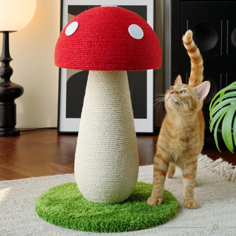 Front image of Sisal Red Mushroom Cat Scratcher - Pets Villa. 