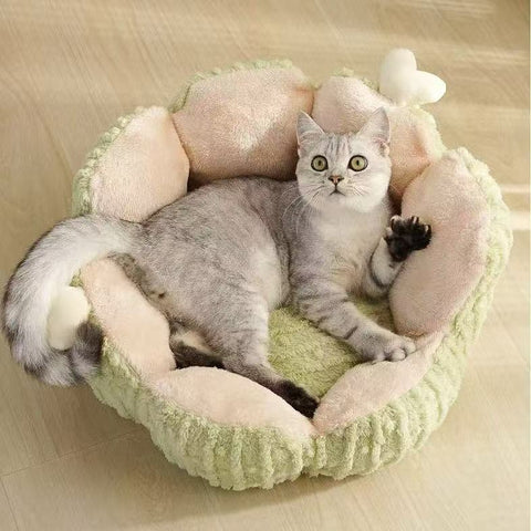 Image of cat in Soft Cactus Cat Nest Bed - Pets Villa. 
