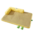 Yellow varian of Summer Pet Rattan Cooling Mat Nest - Pets Villa. 