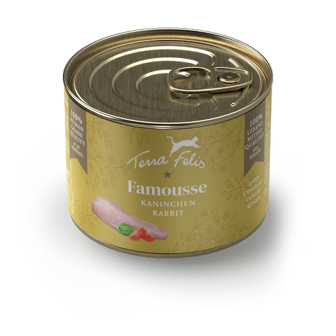 Front image of TERRA FELIS Adult Cat Complete Rabbit Famousse 200g - Pets Villa.