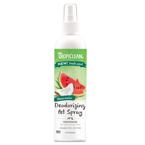 Front image of TROPICLEAN Watermelon Deodorising Pet Spray 236ml  - Pets Villa. 