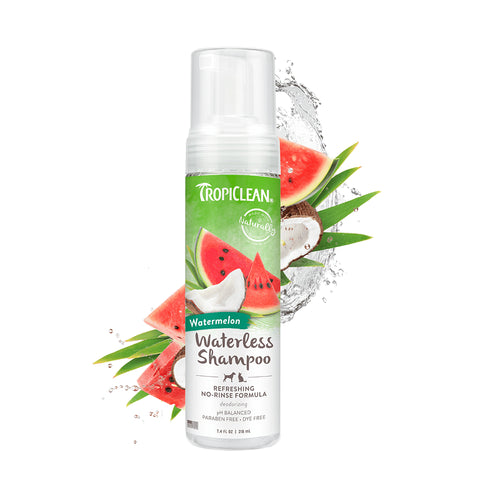 Front image of TROPICLEAN Watermelon Waterless Shampoo 218ml - Pets Villa. 