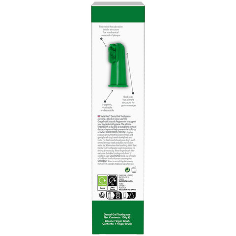 Back image of VET'S BEST Dental Gel Toothpaste with Silicone Finger Brush - Pets Villa. 