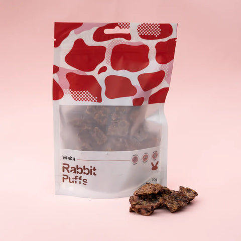 Front image of WAITA Air Dried Rabbit Puffs 70g - Pets Villa. 