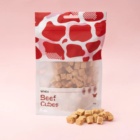 Front image of WAITA Freeze Dried Beef Cubes 40g - Pets Villa. 