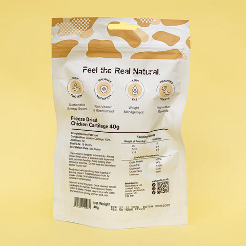 Back image of WAITA Freeze Dried Chicken Cartilage 40g - Pets Villa.