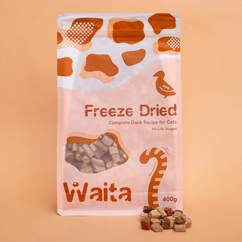Front image of WAITA Freeze Dried Complete Duck Recipe for Cats - Pets Villa. 