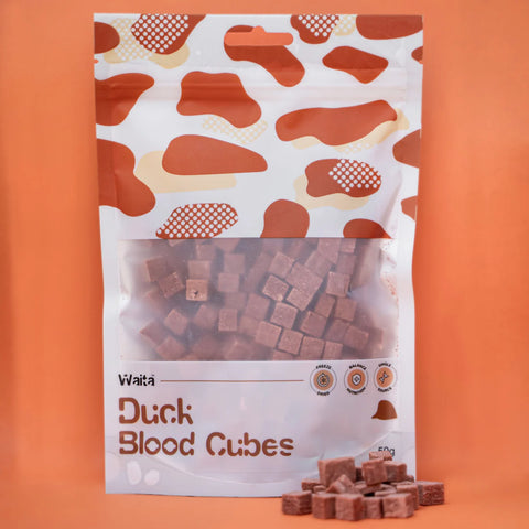 Front image of WAITA Freeze Dried Duck Blood Cubes 50g - Pets Villa. 