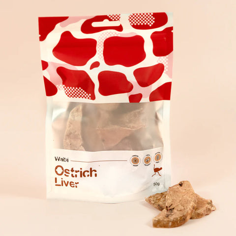 Front image of WAITA Freeze Dried Ostrich Liver 50g - Pets Villa. 